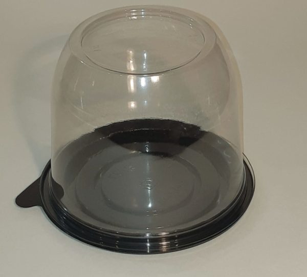 купольная коробочка для пирожного торта мыла. упаковка прозрачная крышка черное дно диаметр 123 мм