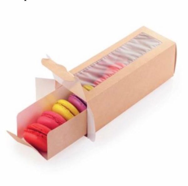 Крафт коробка для макароун ECO UniBox 180х55х55. Эко коробка ECO UniBox для упаковки печенья и макароун с размерами 180х55х55мм.
