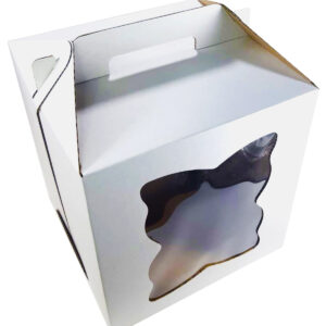 Коробочка с двумя окошками и ручками 260х260х280. Коробка для торта с фигурным окном и размерами 260х260х280мм изготовлена из качественног...