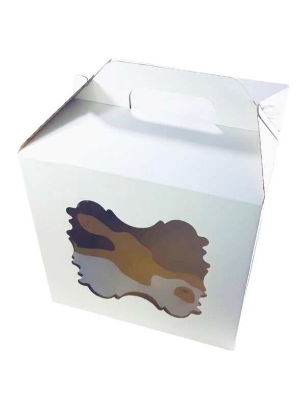 Коробочка с двумя окошками и ручками 300х300х300. Коробка для торта с фигурным окном и размерами 300х300х300мм изготовлена из качественног...