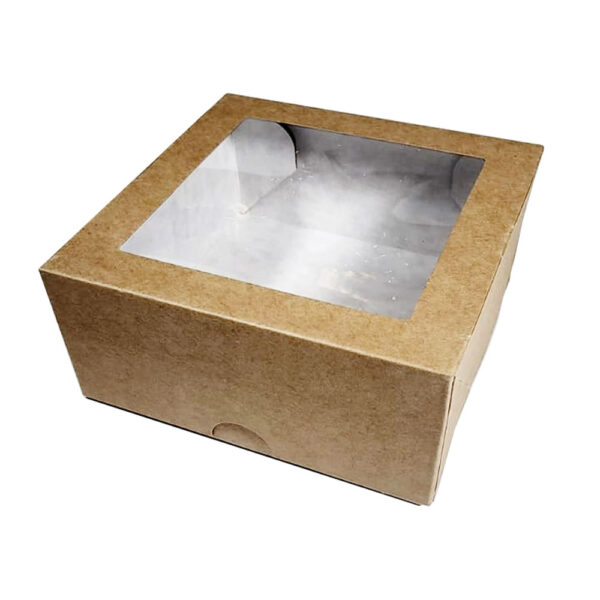 Коробка с окном 110х110х50мм для пирожного. Крафт коробочка с окном имеет небольшие размеры 110х110х50мм позволяет упаковать в неё небольшой..