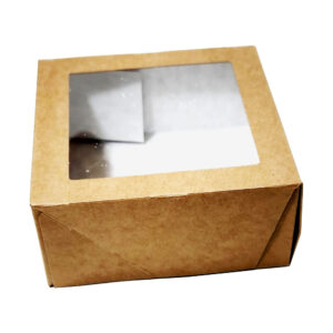 Коробка с окном 110х110х50мм для пирожного. Крафт коробочка с окном имеет небольшие размеры 110х110х50мм позволяет упаковать в неё небольшой..